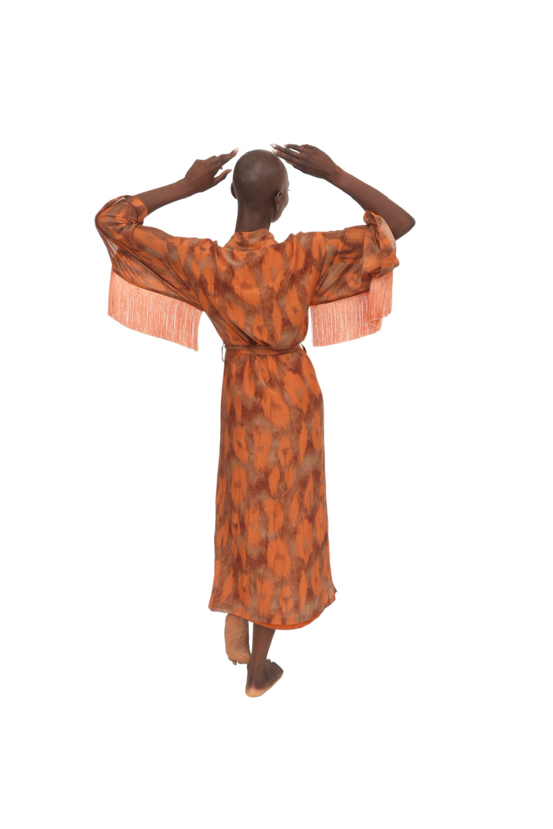 Fringe Stampa Kimono - Orange