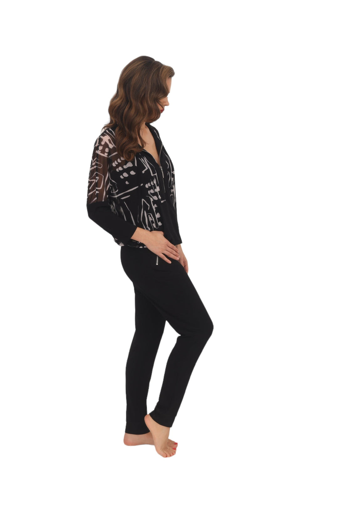 Black and Vanilla Printed Top