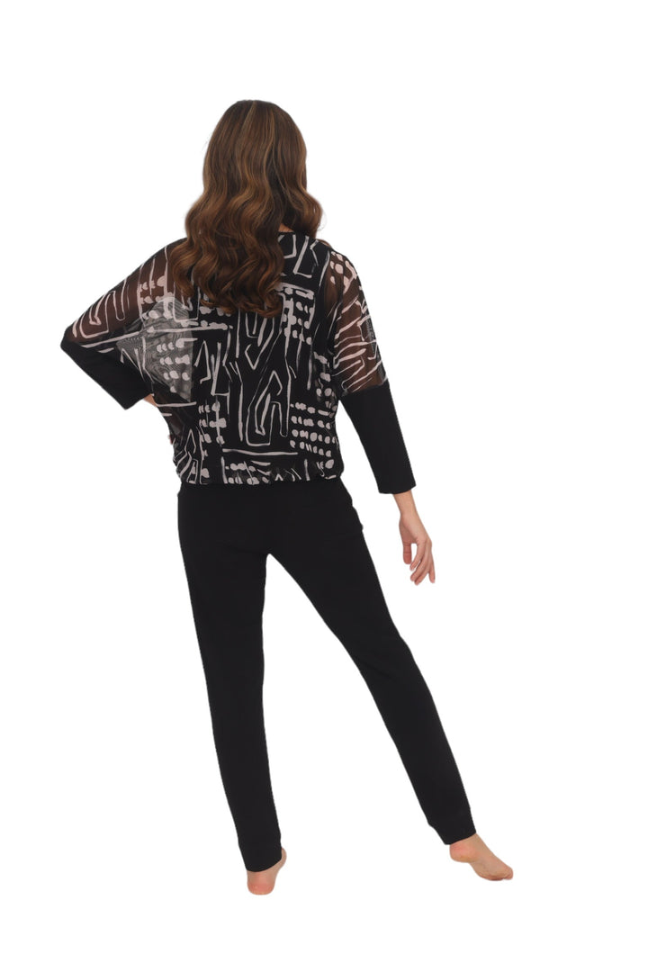 Black and Vanilla Printed Top