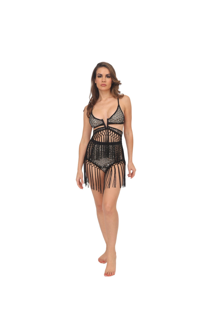 Black Crochet &amp; Mirror Fringe Undies