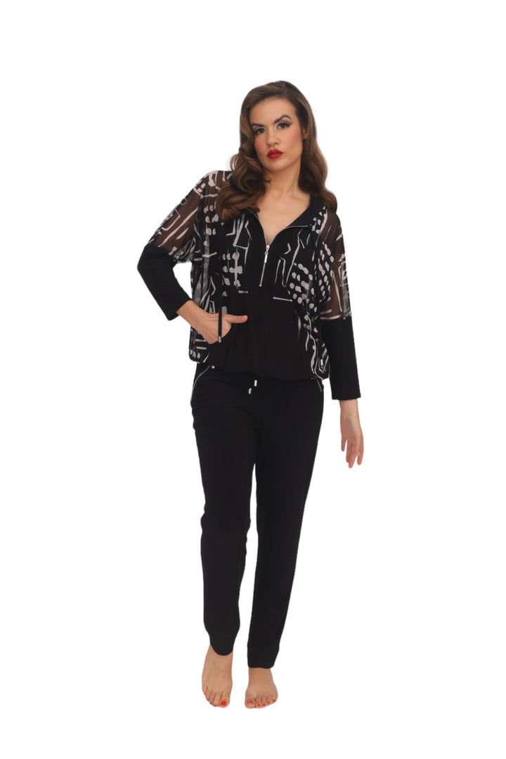 Black and Vanilla Printed Top