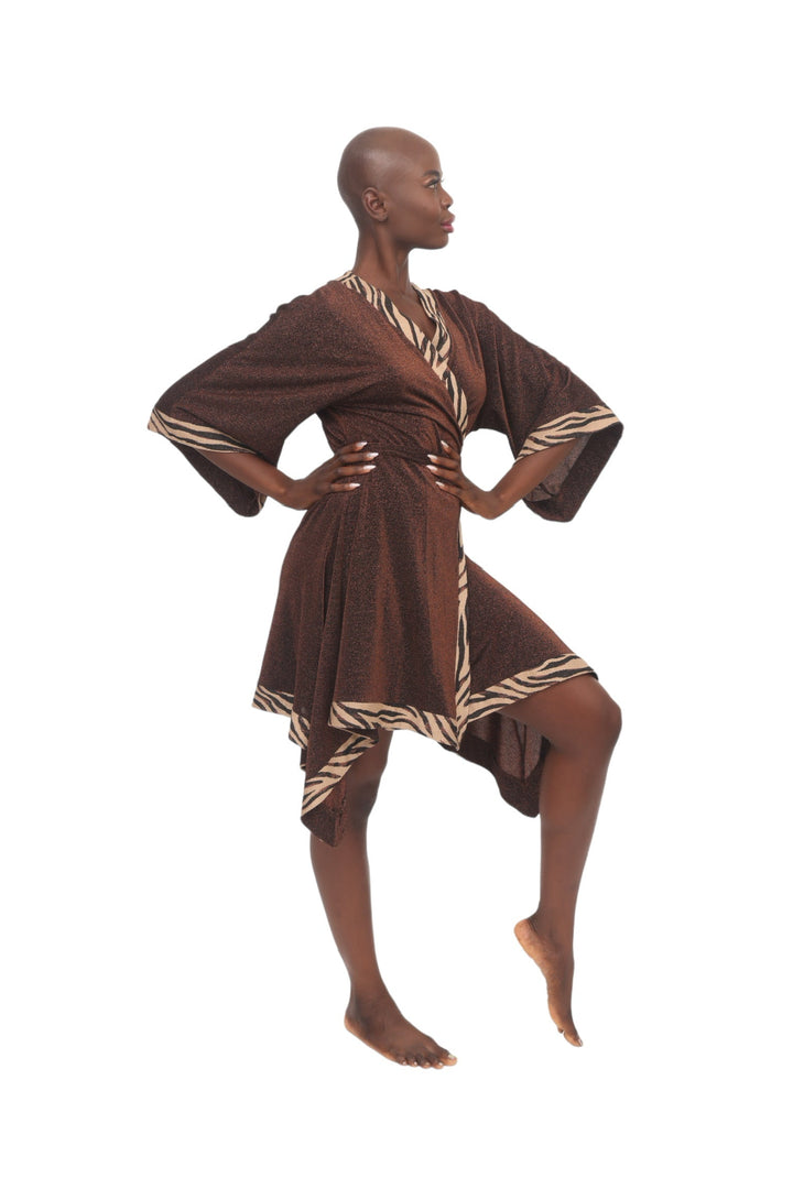 Bronze Zebra Kimono Dress