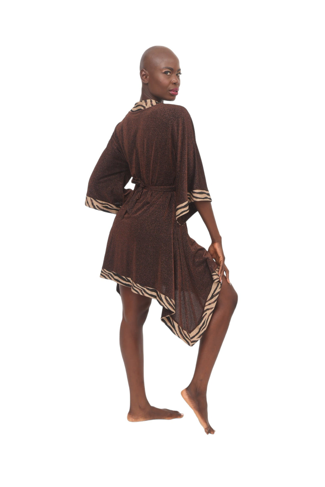 Bronze Zebra Kimono Dress