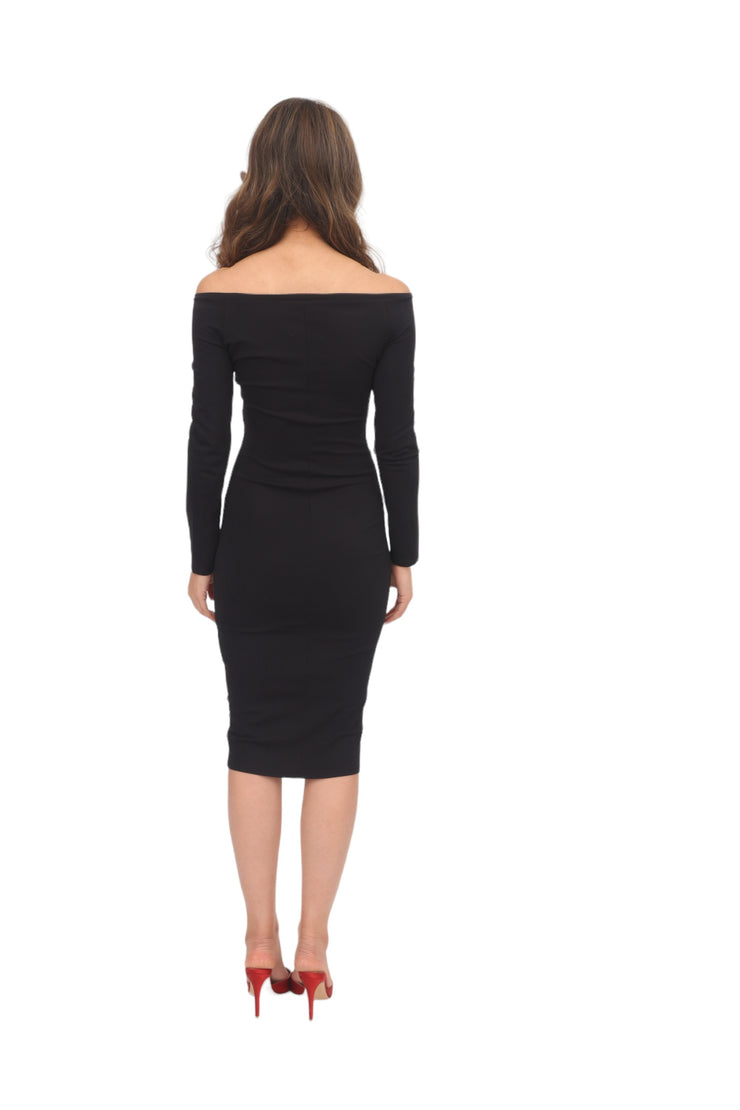 Long Sleeve Shape Dress - Black