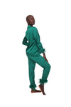 Satin and Feather Pajama Bottoms - Green