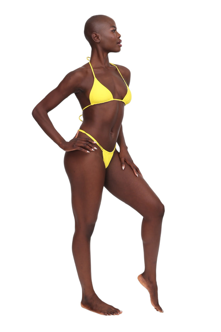 Reversible String Bikini Bottoms - Geometric &amp; Canary Yellow