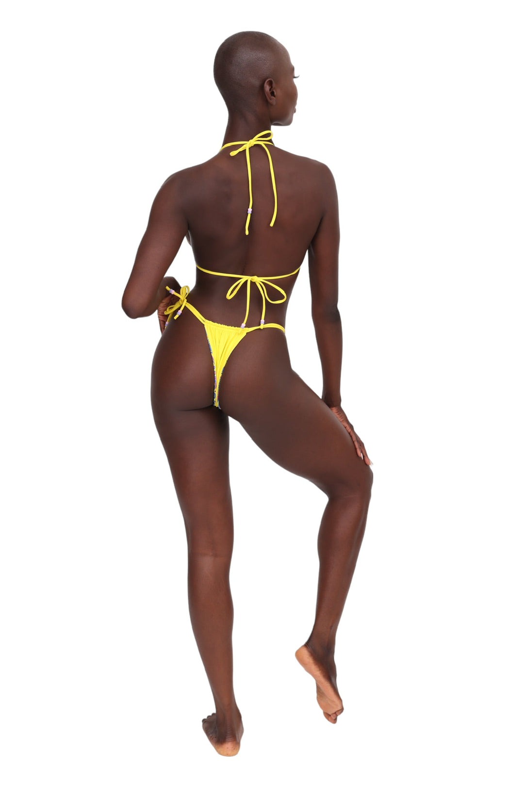 Reversible String Bikini Bottoms - Geometric &amp; Canary Yellow