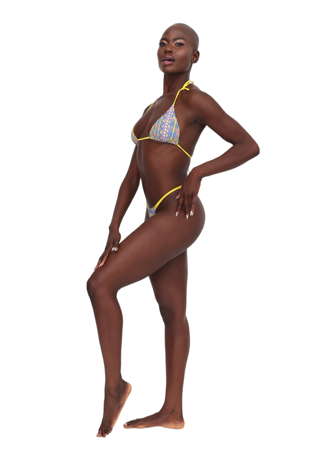 Reversible String Bikini Bottoms - Geometric &amp; Canary Yellow