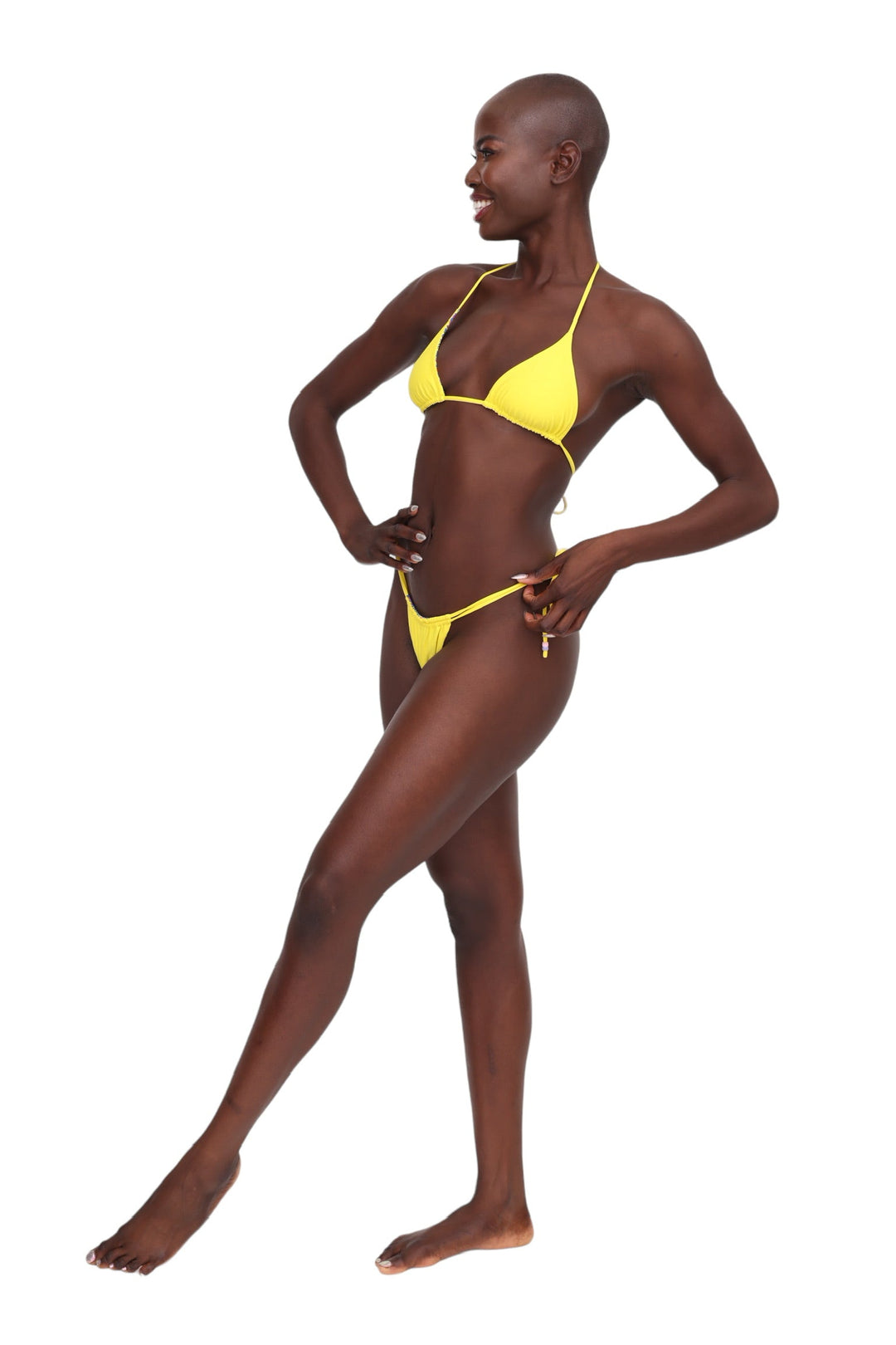 Reversible String Bikini Bottoms - Geometric &amp; Canary Yellow
