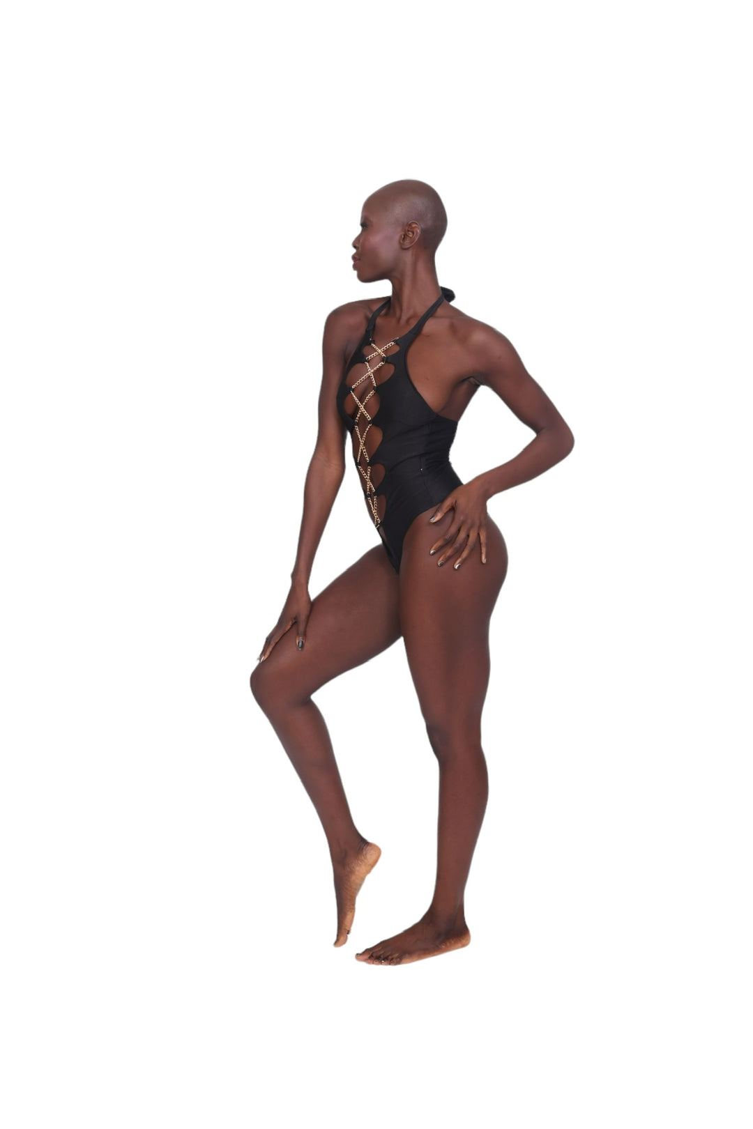 Chain Link One Piece Swimsuit - Black
