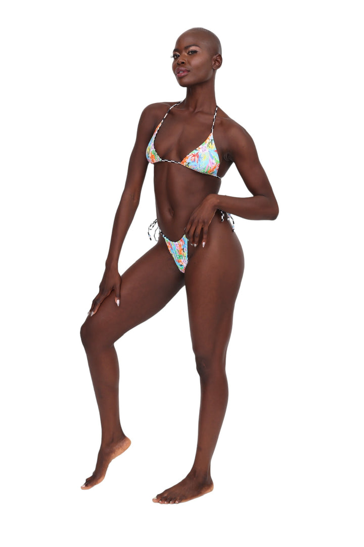 Reversible String Bikini Bottoms - Hawaiian &amp; Checkerboard