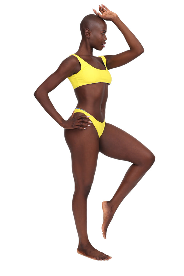 Basic Reversible Bikini Top - Geometric & Canary Yellow