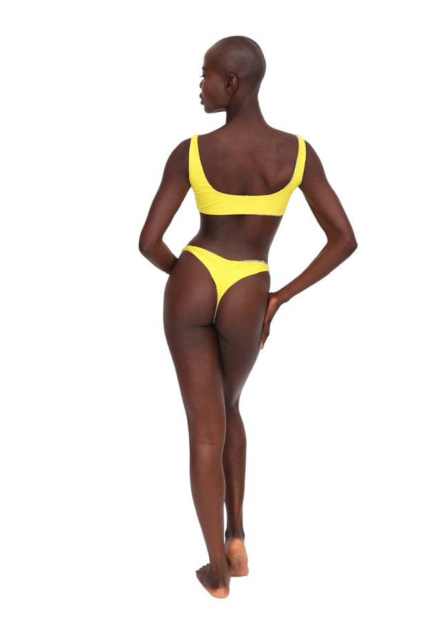 Basic Reversible Bikini Top - Geometric & Canary Yellow