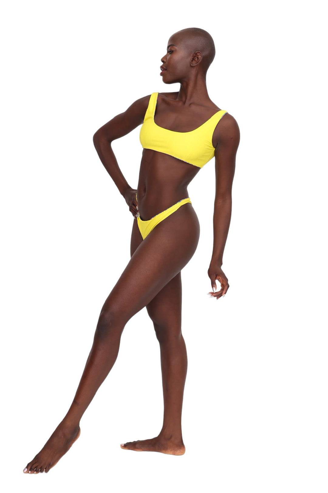 Basic Reversible Bikini Top - Geometric &amp; Canary Yellow