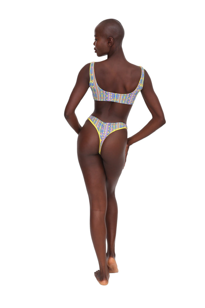 Basic Reversible Bikini Top - Geometric &amp; Canary Yellow
