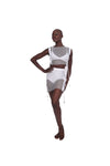 Sparkle Net Tie Crop Top - White