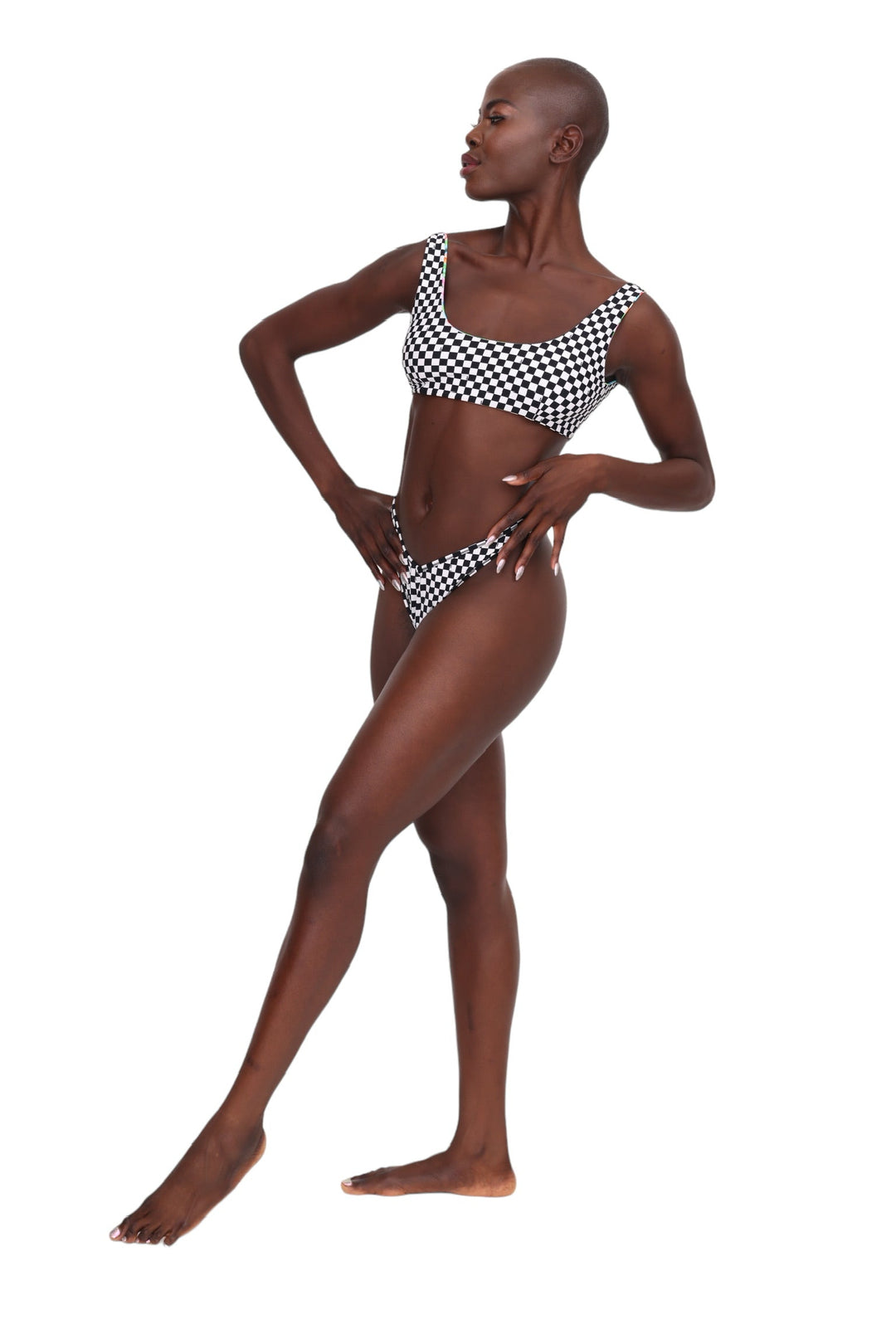 Basic Reversible Bikini Top - Hawaiian &amp; Checkerboard