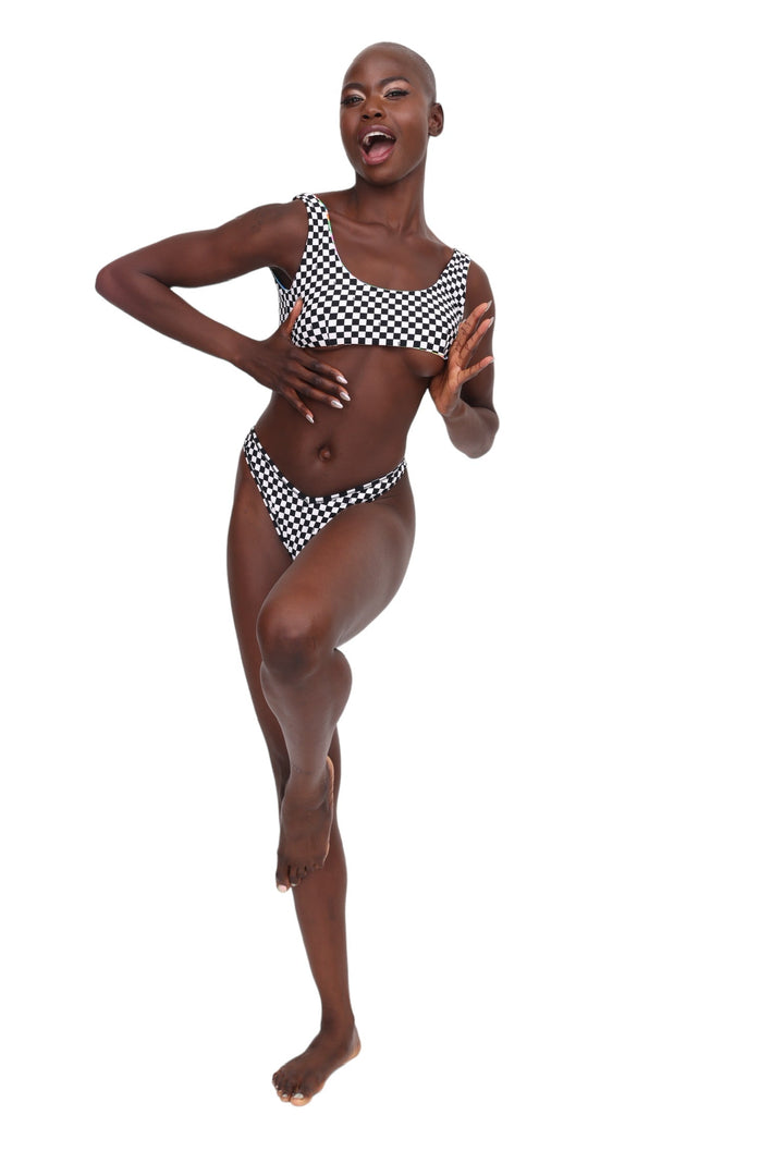 Basic Reversible Bikini Top - Hawaiian &amp; Checkerboard