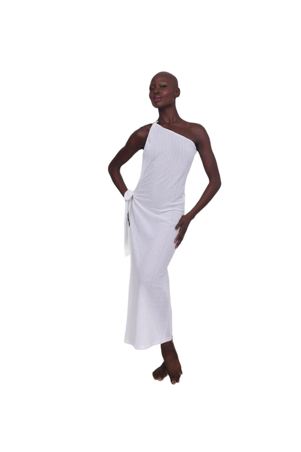 Stefania One Shoulder Dress - White