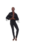 Fringe Cropped Jacket - Black