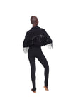 Fringe Cropped Jacket - Black
