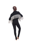 Rhinestone Fringe Cropped Jacket - Black