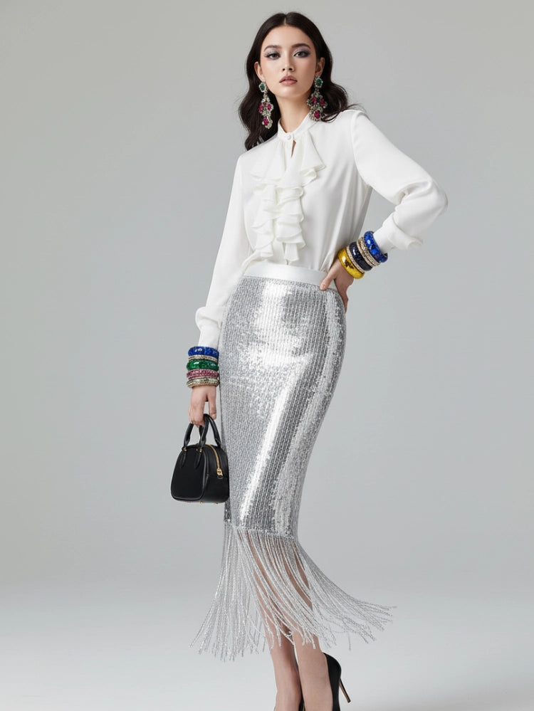 Silver Sequin Glamour Skirt