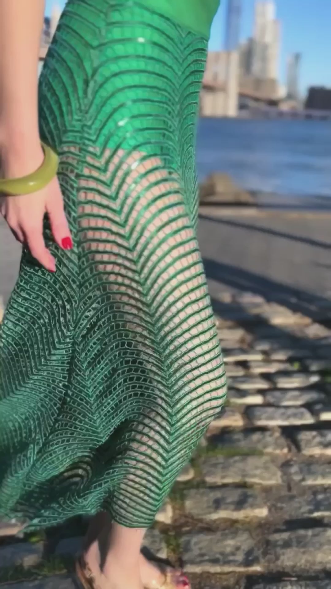 Emerald Sequin Webbed Skirt