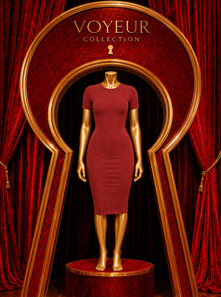 Red Ribbed Midi Dress