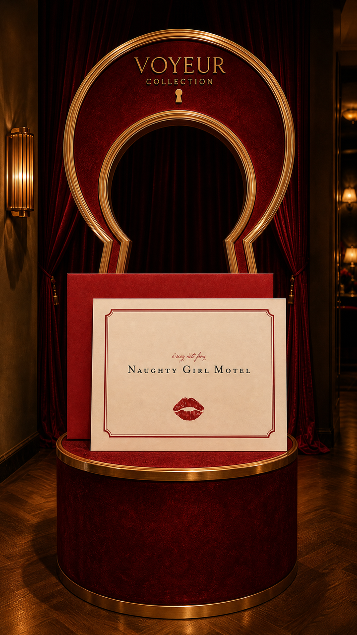 Sexy Letter – Naughty Girl Motel Vintage Lipstick Kiss Note Cards with Red Envelopes | Set of 25
