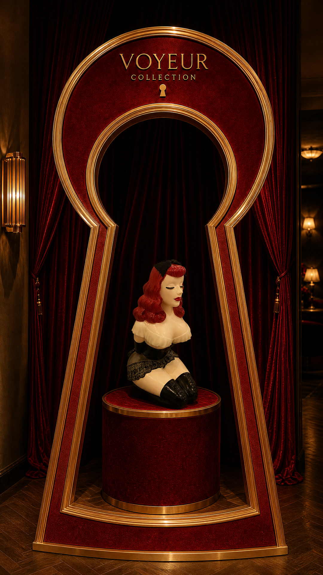 Ruby Noir Pin-Up Girl Figurine – Vintage Burlesque Boudoir Collectible