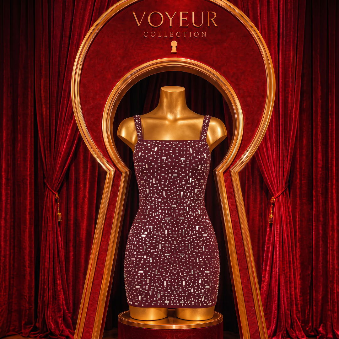 Sparkling Rhinestone Halter Bodycon Mini Dress - Burgundy