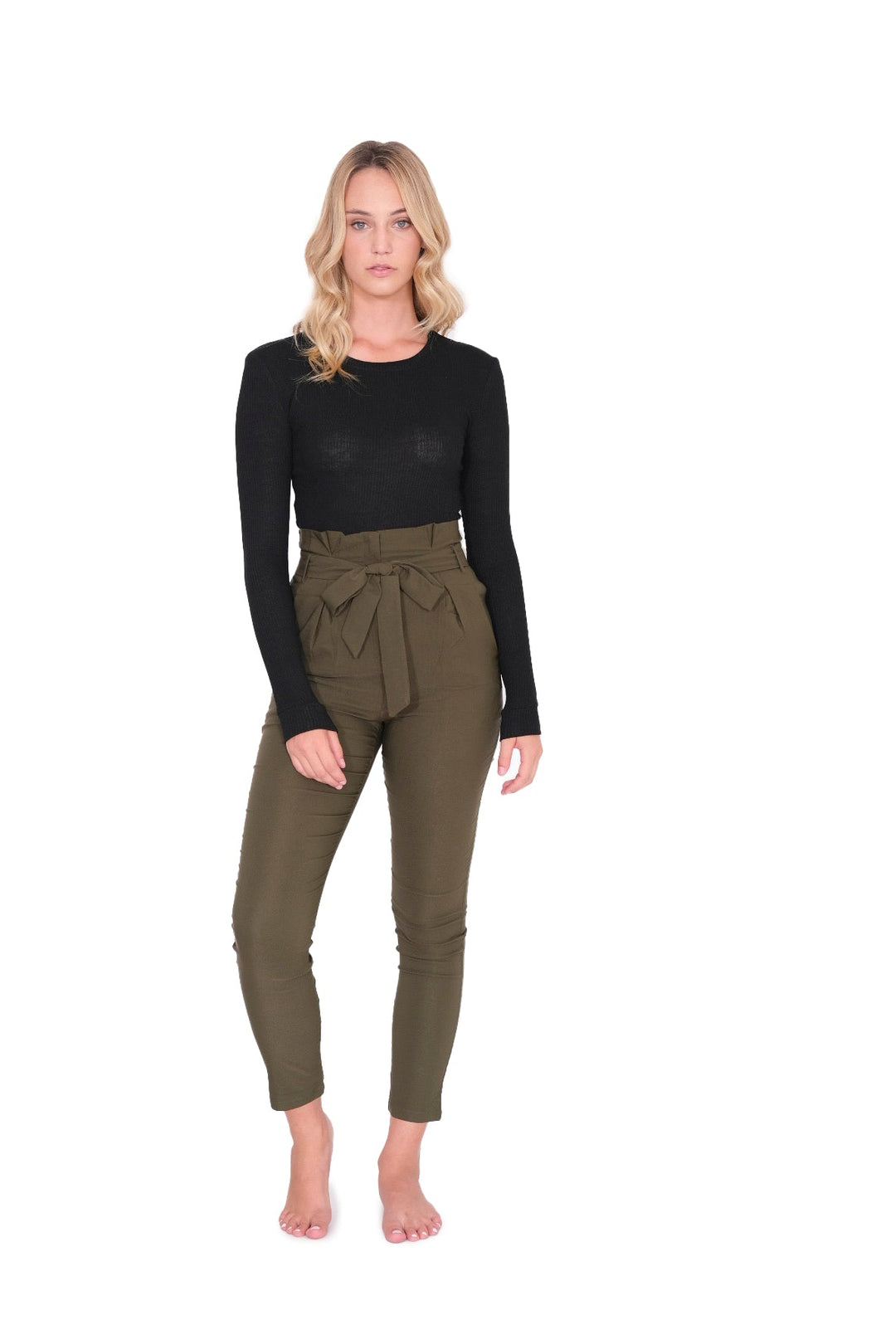 Long Sleeve Ribbed Top Black