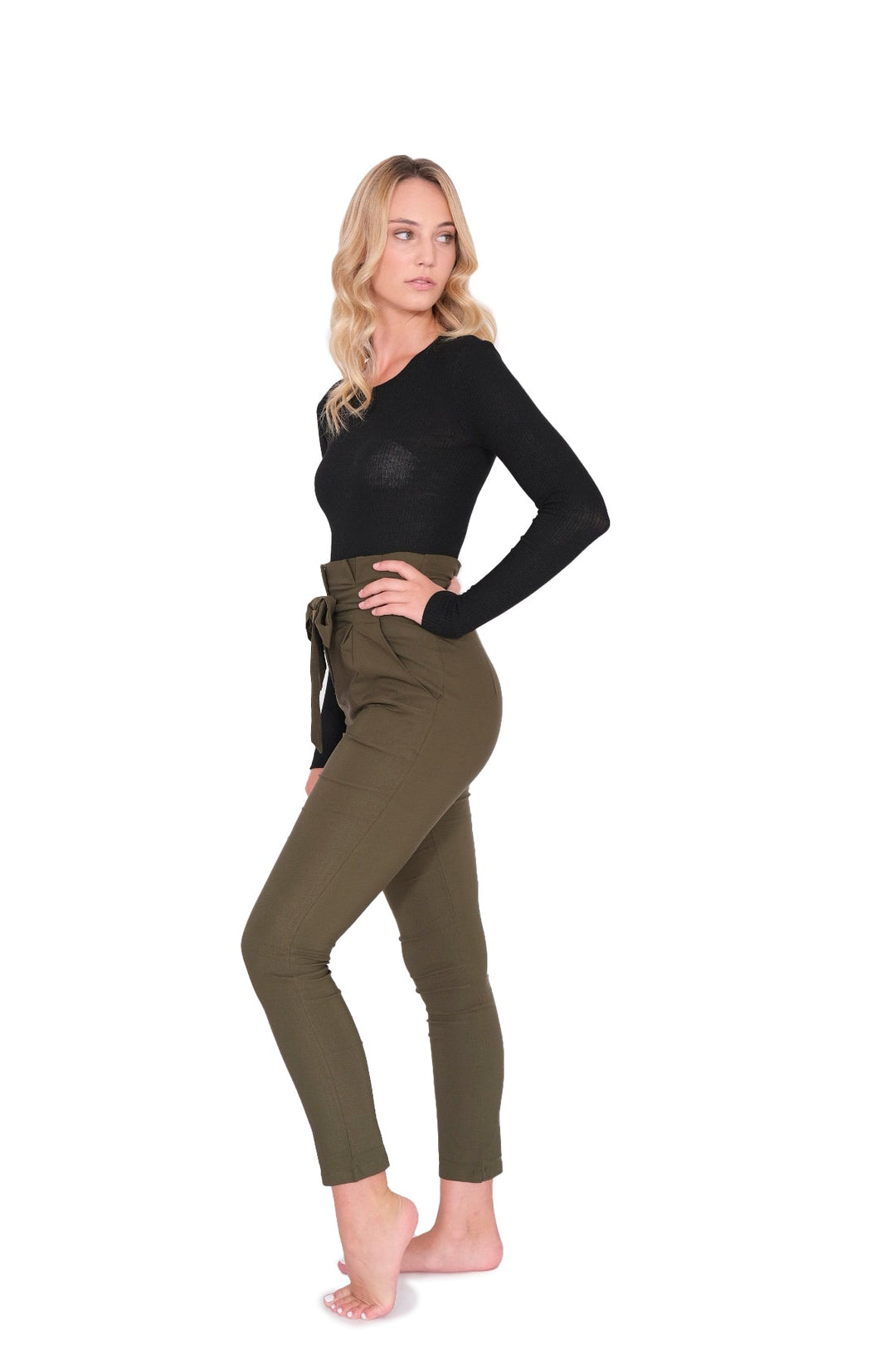 Long Sleeve Ribbed Top Black