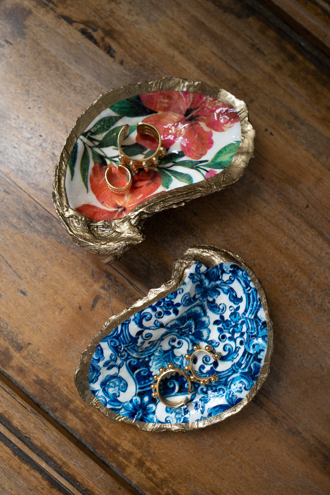 Indigo Decoupage Oyster Ring Dish