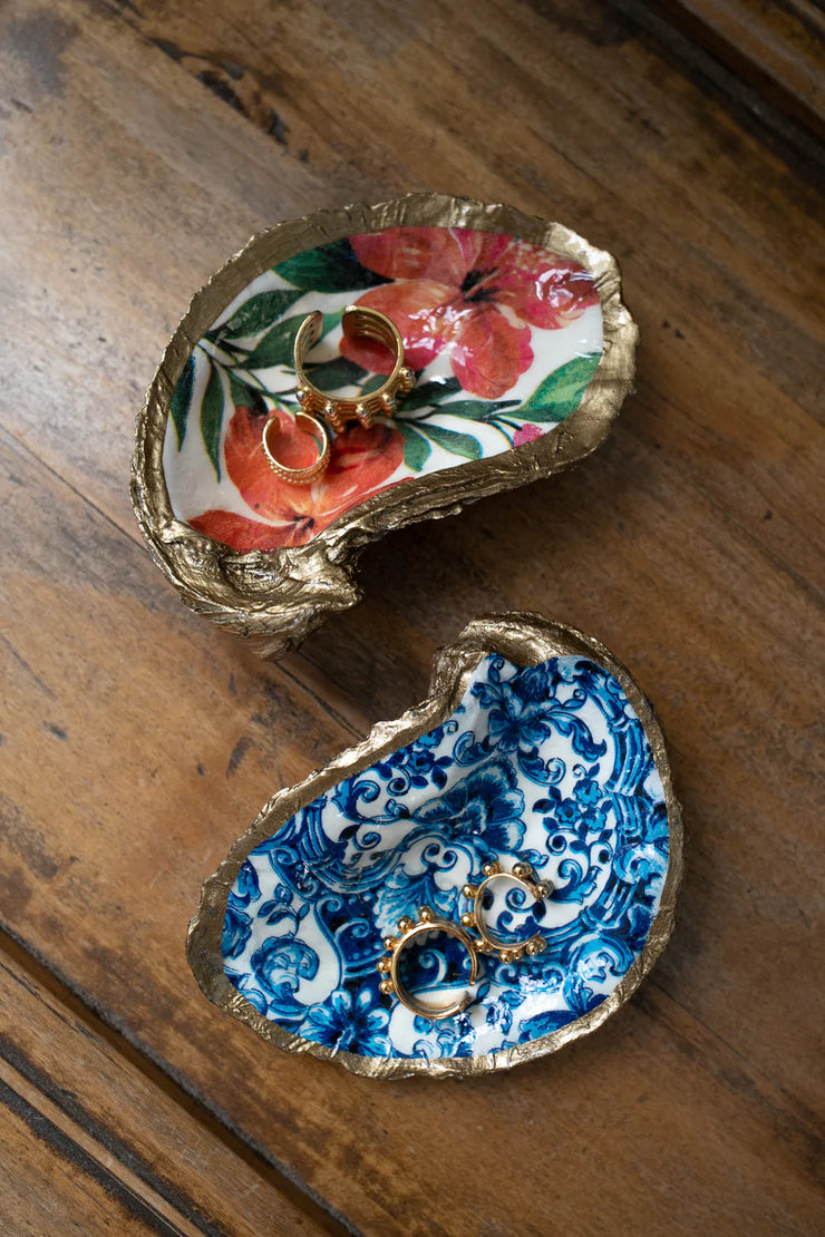 Tropical Decoupage Oyster Ring Dish