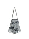 Floral Beaded Fringe Purse - Silver