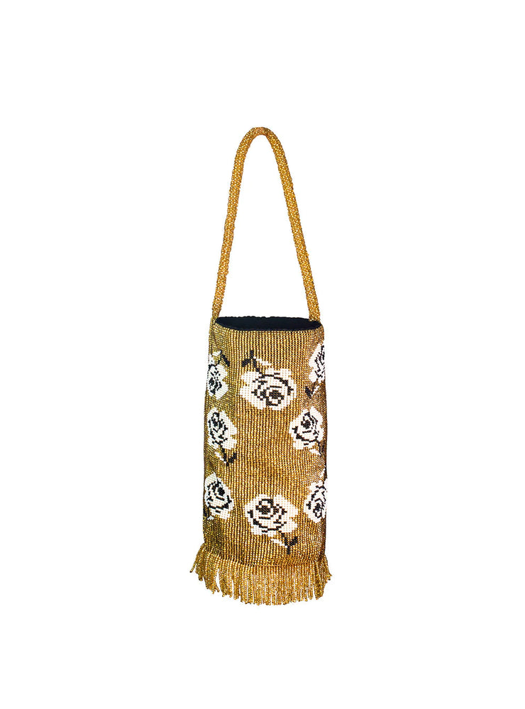 Floral Beaded Purse - Gold