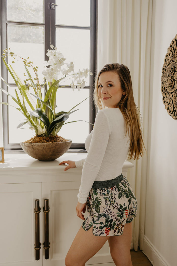 Long Sleeve Ribbed Top Ivory