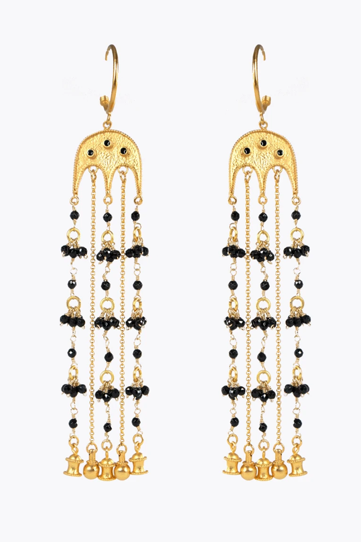 Black Agate Chain Earrings