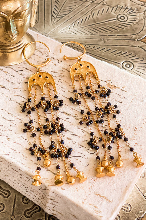 Black Agate Chain Earrings