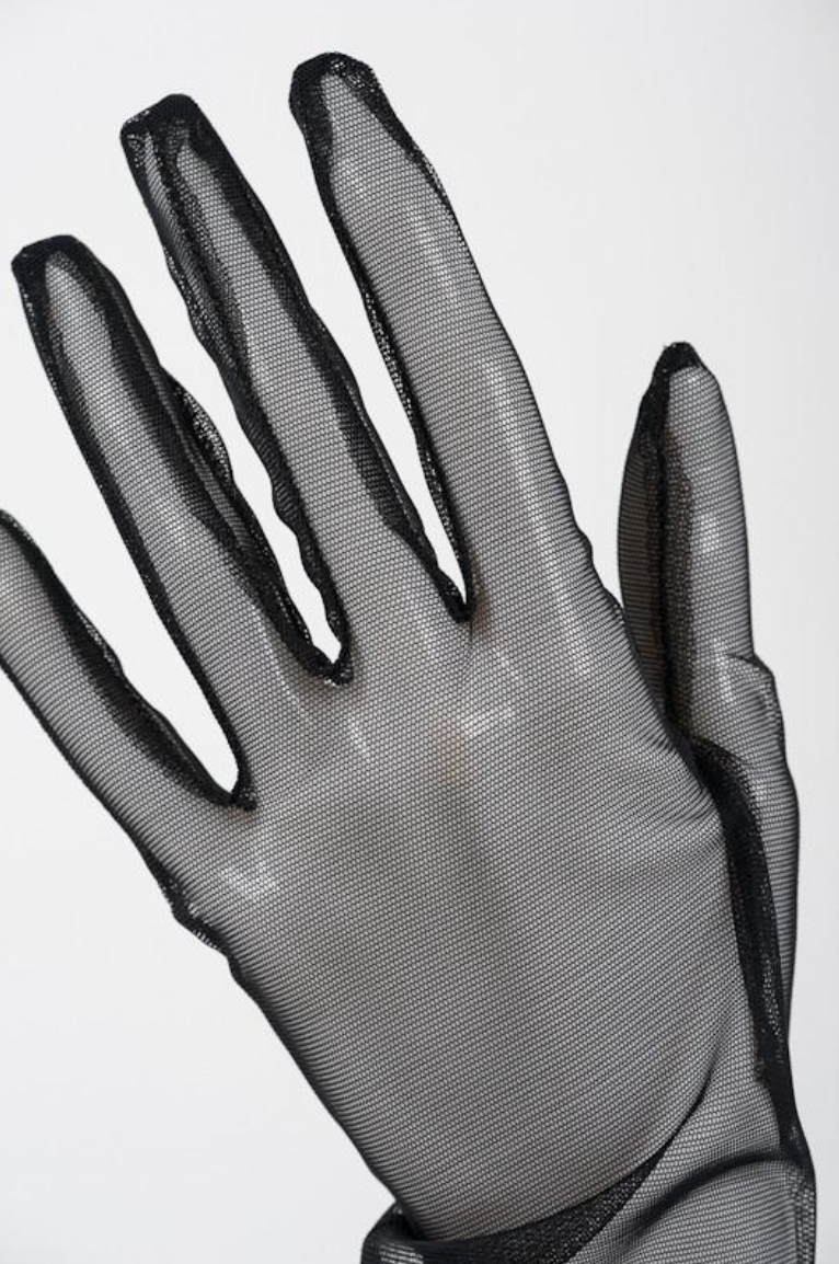 Black tulle sheer gloves