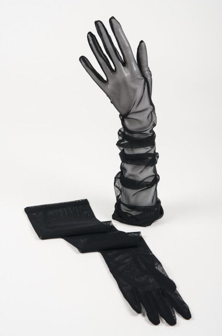 Black tulle sheer gloves