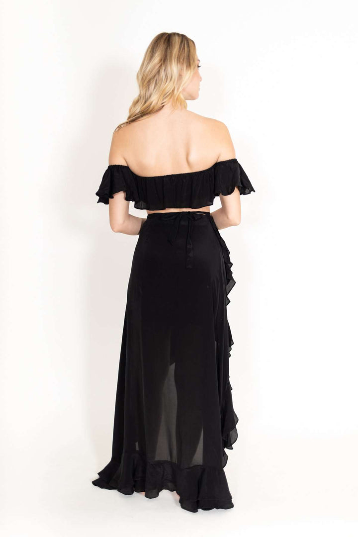 Ruffle Crop Top Black