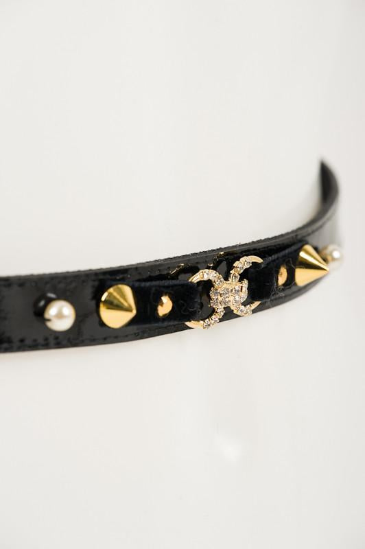 Black Studded Skinny Belt