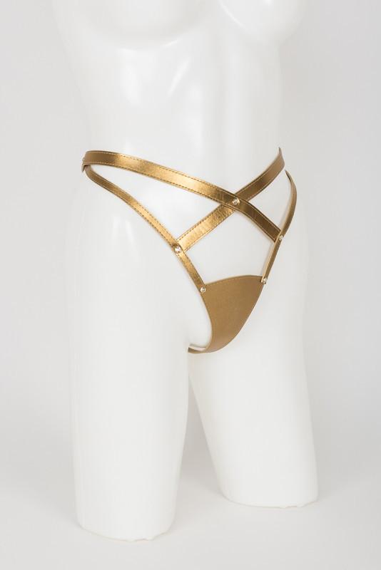 Gold Thong with Swarovski Crystals