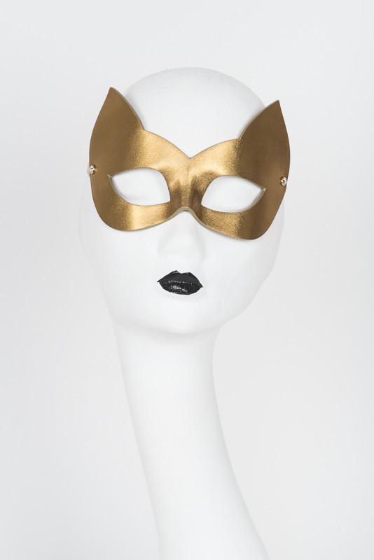 Gold Kitten Mask with Swarovski Crystals