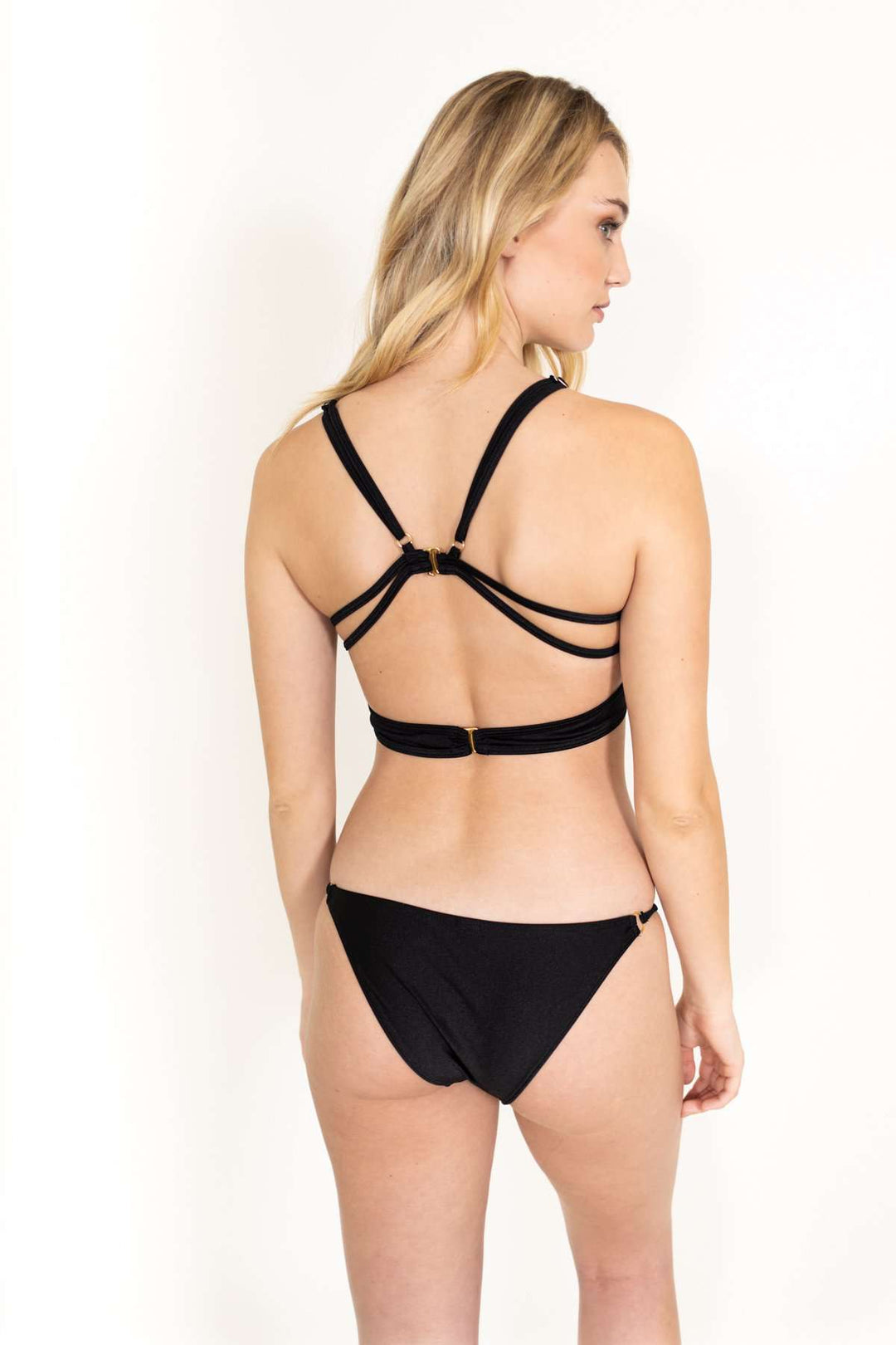 Gold Hoop Bikini Bottom - Black