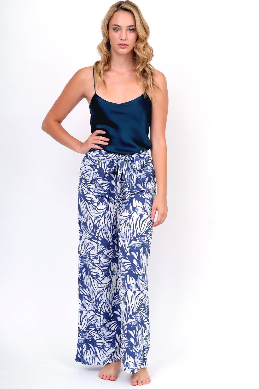 Navy Blue Silk Cami Top