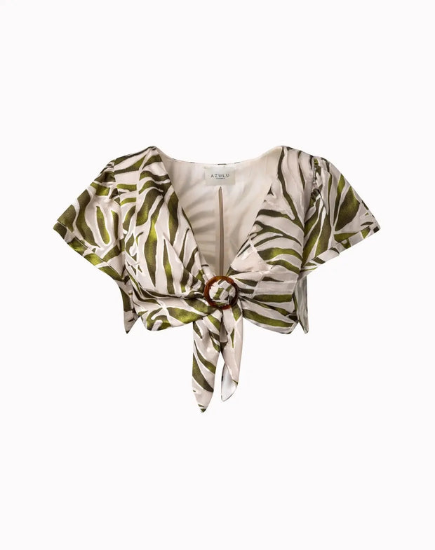 Leaf Print Tie Top